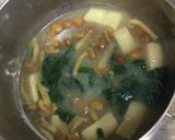 なめこ、ほうれん草、油揚げの味噌汁作り方15写真