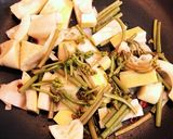 たけのことワラビのピリ辛和風パスタ作り方3写真