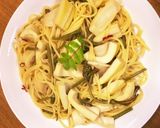 たけのことワラビのピリ辛和風パスタ作り方5写真