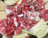 ははつゆとごま油で筍と牛肉炒め作り方3写真