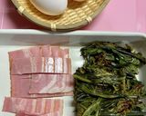わらびとベーコンの卵とじ作り方1写真