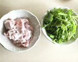 カリカリ豚と水菜の塩うどん☆作り方1写真