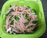 節約食材で【もやしとニラのベーコン和え】作り方5写真