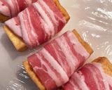 お財布おたすけ　豚バラ肉巻き厚揚げ煮作り方1写真
