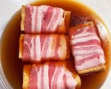 お財布おたすけ　豚バラ肉巻き厚揚げ煮作り方3写真