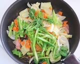 ベーコンと春野菜の焼ビーフン作り方4写真