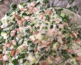 お好み焼き　ねぎ納豆作り方3写真