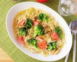 鶏もも肉とトマトのクリームパスタ作り方8写真
