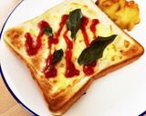 バジルをのせて、ピザトースト作り方1写真