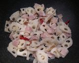 れんこんとベーコンの甘酢きんぴら作り方2写真