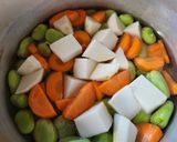 空豆と牛肉の煮物作り方1写真