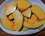 ヨウサマの減塩カボチャの明太チーズ焼き作り方1写真