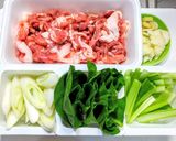 豚こま肉と小松菜と長ネギの中華みそ炒め作り方1写真