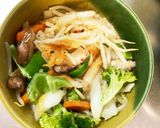 レンジ肉無キムチクリームパスタ味野菜炒め作り方14写真