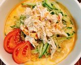 ササミでヘルシー!減塩サラダ坦々うどん作り方7写真