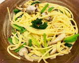 ししゃもとほうれん草とキノコのパスタ作り方5写真