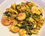 エビと豆苗と卵のマヨケチャ炒め作り方6写真