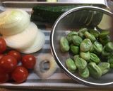 スキレットで夏野菜グリルに卵黄とろ〜り作り方2写真
