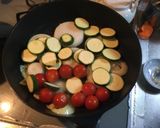スキレットで夏野菜グリルに卵黄とろ〜り作り方11写真