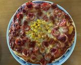 ふわふわ食感♪ミニトマトとコーンのピザ作り方5写真