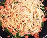 鮭とにんにくの芽のペペロンチーノ作り方3写真