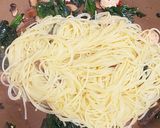 エビ法蓮草マッシュルームのペペロンチーノ作り方5写真
