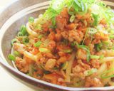 激辛豚そぼろとたっぷりねぎの冷やしうどん作り方5写真