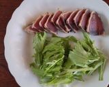 水菜とカツオのたたきのサラダ作り方1写真