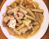 電気圧力鍋で作る鶏ごぼう大根のピリ辛煮作り方2写真