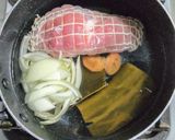 梅干しと芋焼酎による煮豚のネギソースがけ作り方4写真