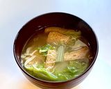 基本！白菜、きのこ、油揚げのお味噌汁作り方8写真