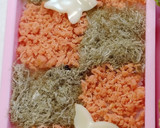 とろろ昆布と鮭フレークで市松模様弁当作り方1写真