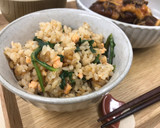 鮭と春菊のうまソース炊き込みご飯作り方6写真