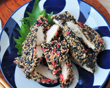 おうち居酒屋。ささみのごまごま紅生姜焼き作り方4写真