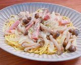 きのことベーコンのチーズクリームパスタ作り方6写真