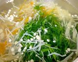 おかひじき えのき かきたま味噌汁^^作り方7写真
