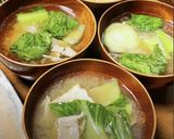 青梗菜と豚肉のお味噌汁作り方10写真