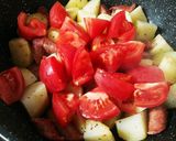 じゃがいもとソーセージの完熟トマト炒め作り方4写真