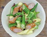 季節の野菜とソーセージの鶏油和え作り方5写真