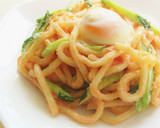 半熟卵がとろ～り♪明太マヨだし醤油うどん作り方5写真