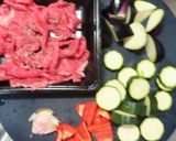 夏野菜と牛肉のオイスターソース醤油炒め作り方1写真