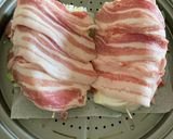 白菜の豚肉乗せ蒸し 　マカのせ。作り方2写真
