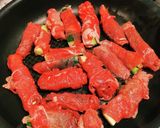 牛小間切れ肉で肉巻き野菜作り方4写真