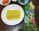 フライパンで作る明太子パスタ作り方1写真