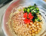 小松菜とひよこ豆のお好み焼き作り方2写真