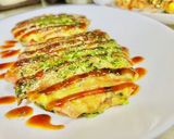小松菜とひよこ豆のお好み焼き作り方5写真
