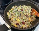 黒胡麻と豆のチャーハン作り方6写真