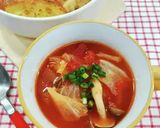 トマト缶とキャベツとしめじのスープ作り方15写真