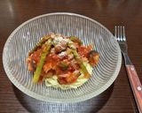 アスパラとナスのトマトソース　冷製パスタ作り方10写真