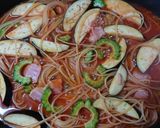 ワンパンで♪茄子とゴーヤのトマトパスタ作り方4写真